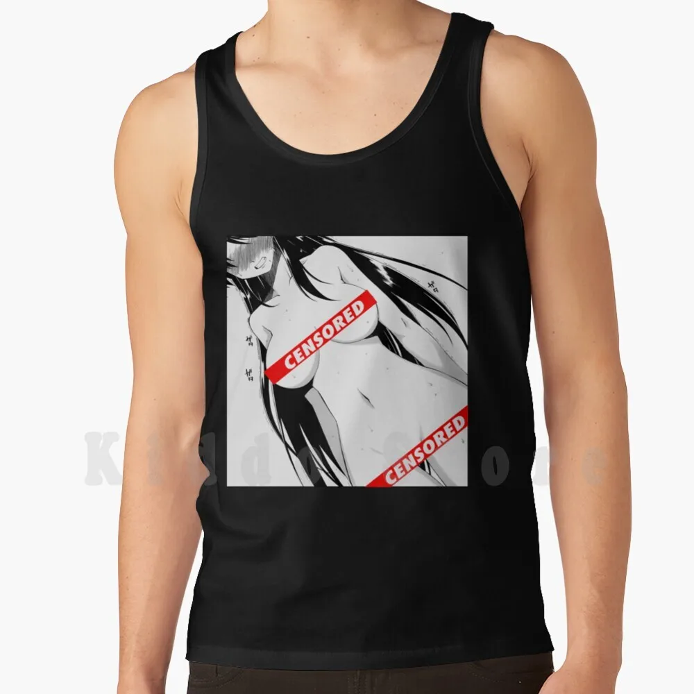 Censored Anime Hentai Girl Tank Tops Vest 100% Cotton Waifu Ecchi Manga Sexy Anime Girls Tits Boobs Erotic Sex Lewd