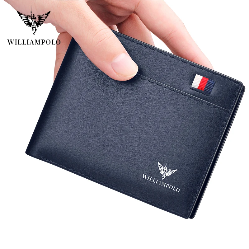 Imagem -06 - Williampolo dos Homens Fino Carteira de Couro Genuíno Mini Bolsa Design Casual Marca de Moda Curto Pequena Bolsa 181342 de Presente