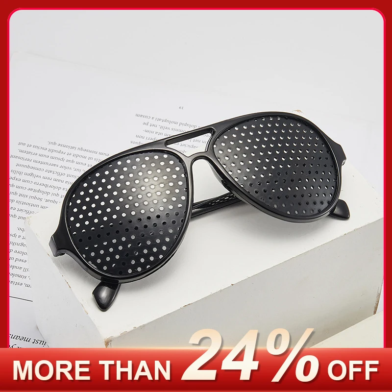 Fashion Relieve Pinhole Glasses Men Corrective Anti-Fatigue Myopia Glasses Reading Black Frame Protector Eyesight Improve Vision