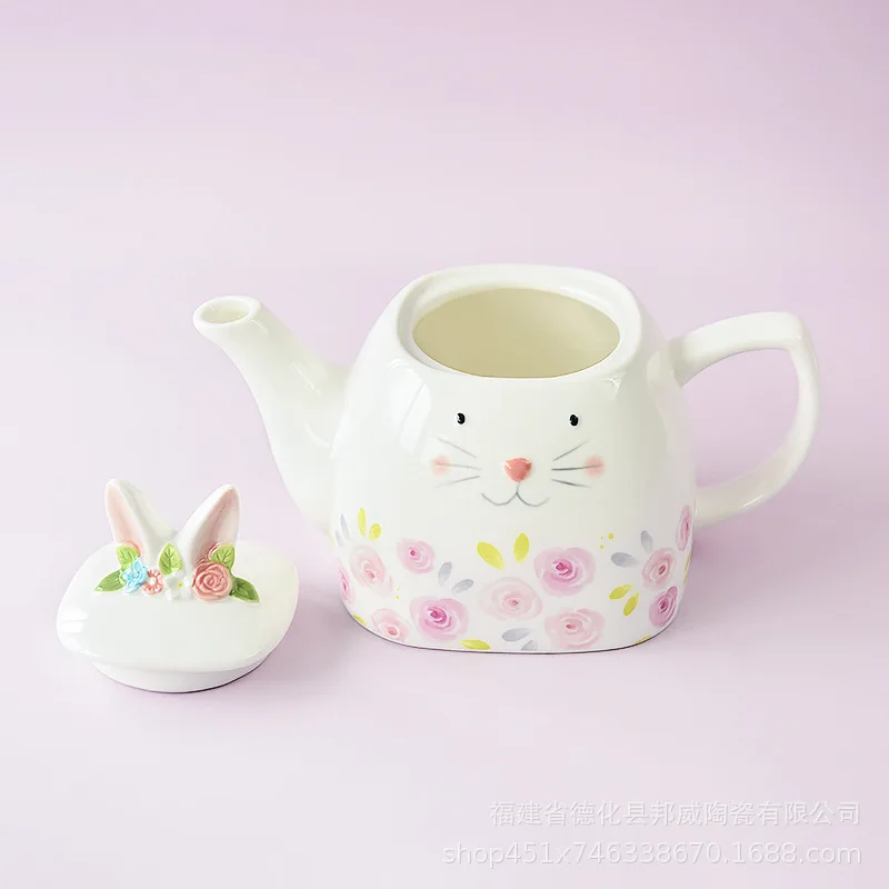 Bainiwei Nordic style ins cute ceramic teapot large fresh rabbit Kung Fu scented tea teapot afternoon tea.