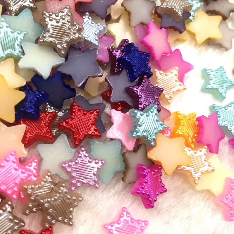 100pcs Mix Star Plastic Imitation Pearl Flatback No Hole Acessories P20