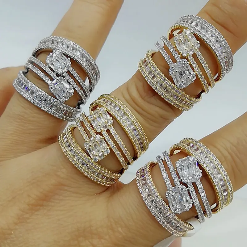 

GODKI Luxury Baguette Cross Design Bold Statement Rings with Zirconia Stones 2020 Women Engagement Party Jewelry High Quality