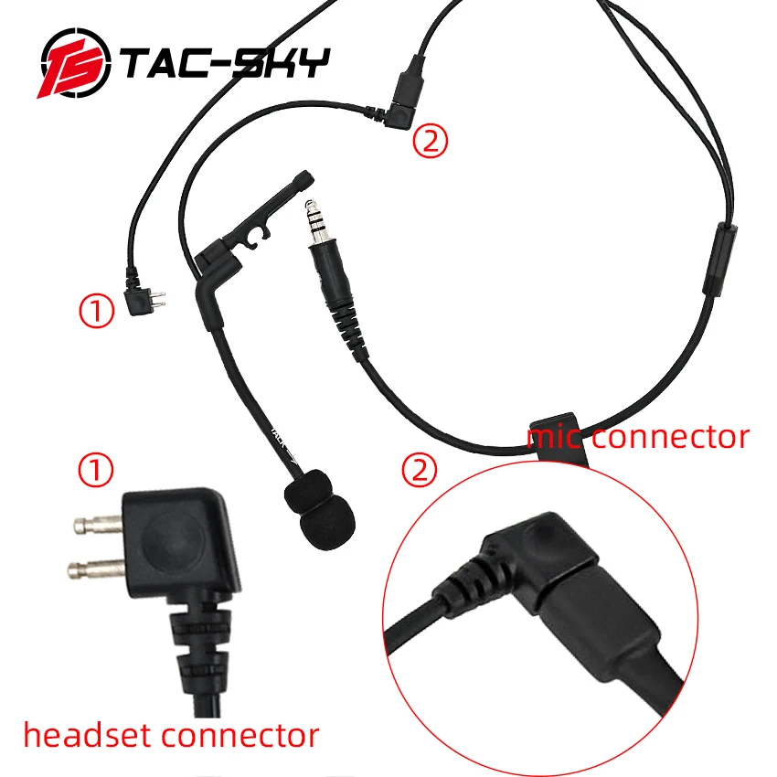 TAC-SKY Tactical Headset Accessory Y-line Long Version With Comta Microphone And U94 Ptt For Tactical Shooting Headset