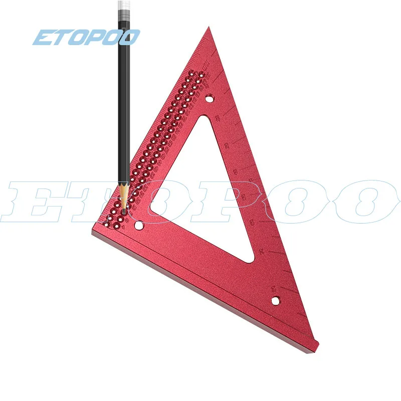 Aluminum Alloy Metric Woodworking Precision Triangle Ruler Carpenters Square Hole Positioning Scriber Measuring Ruler Gauge Tool