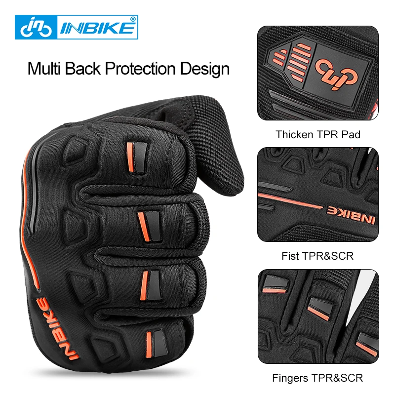 INBIKE MTB Bike Gloves Full Finger Thickened Pad Shockproof Breathable Road Bicycle Gloves Men Women Sport Cycling Gloves MC030