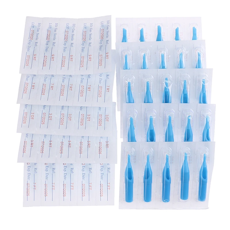 

50Pcs Mixed Sizes RT+DT+FT New Sterile Disposable Tattoo Nozzle Tips Needle Tube