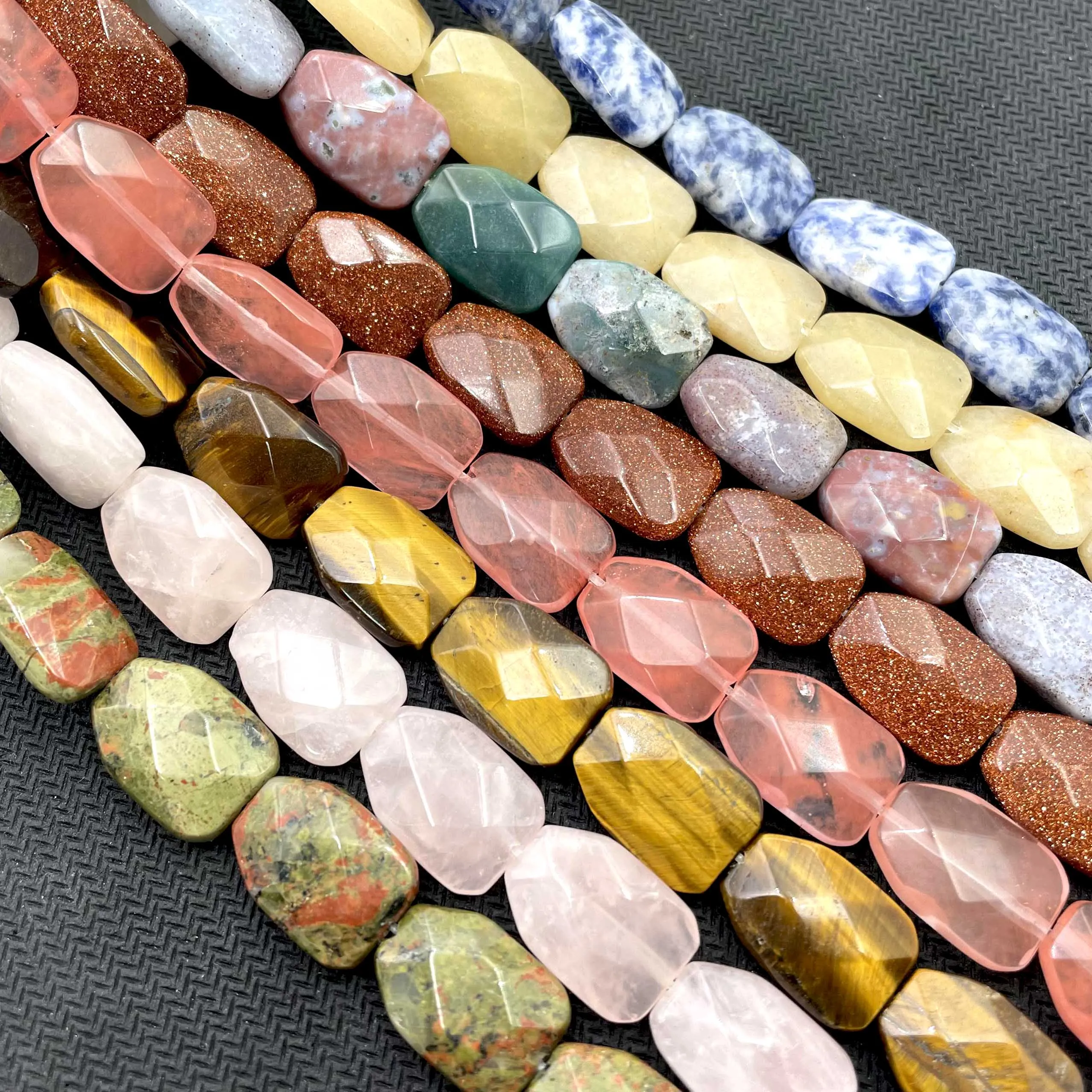 Pedra Natural Spacer Beads para Fazer Jóias, Facetada Gourd Forma, Tiger Eye, Ágatas, Turquesas, Jades, colar, Pulseira, Acessório