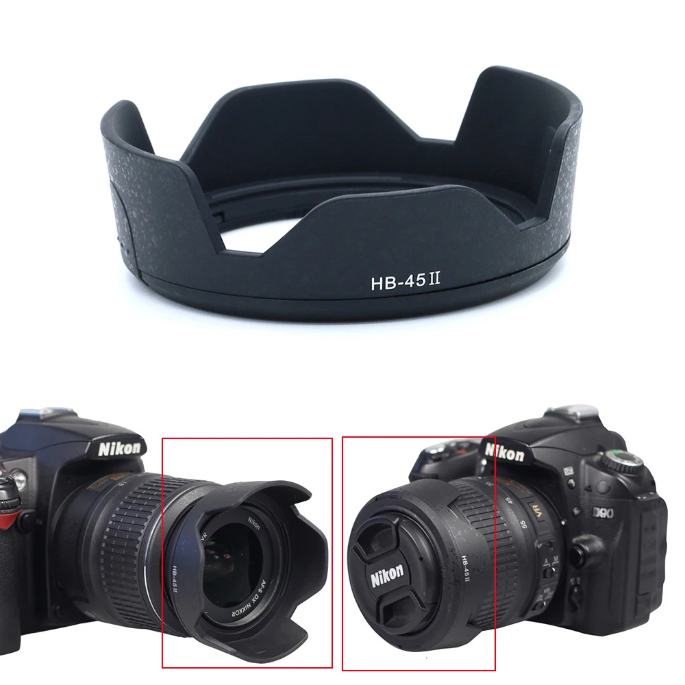 HB-45II 52mm Lens Hood HB 45II HB-45 II Reversible Camera Lente Protector for Nikon D3200 D3100 D5100 D5200 18-55mm Accessories