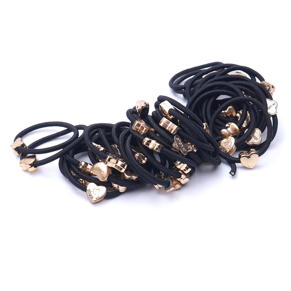 30PCS/Set Women Girls Black Basic Hair Rope Simple Solid Colors Elastic Headband Ponytail Holder Hair Accessories