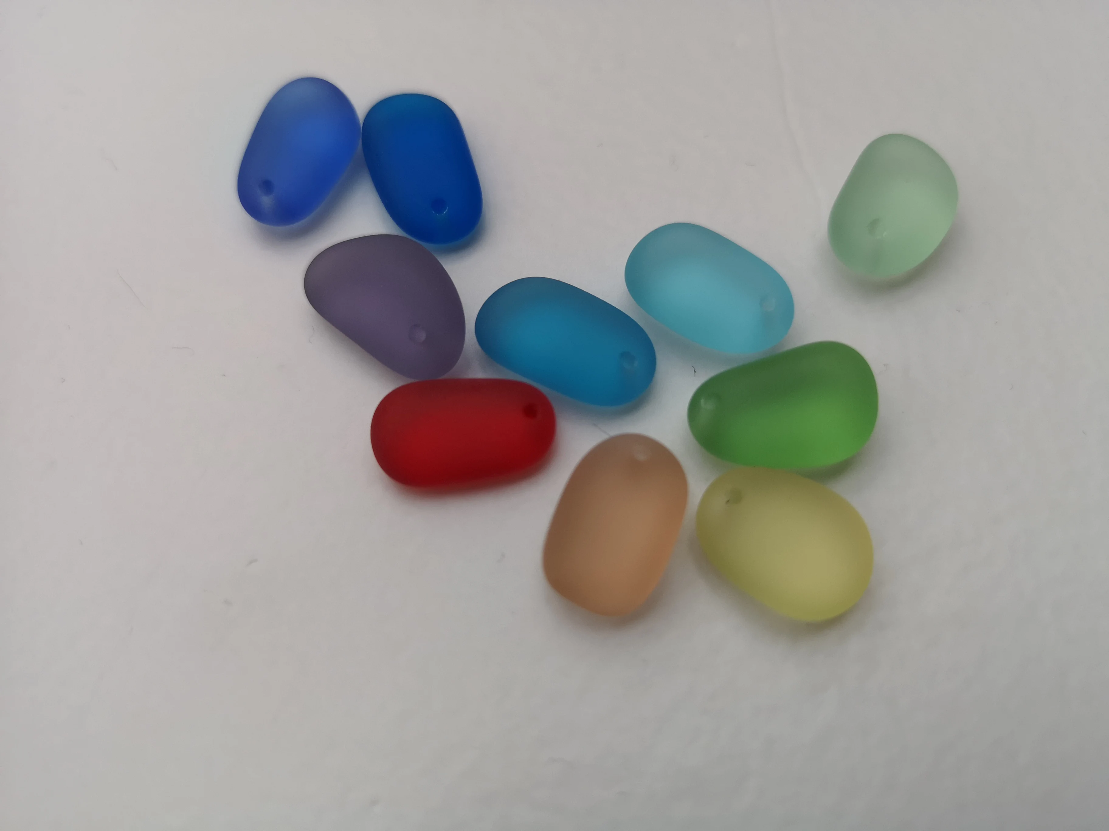 10 Pieces Top Drilled Sea Glass Beads/Beach Glass Beads for Jewelry Making ,SmallSize(12-15mm Length))