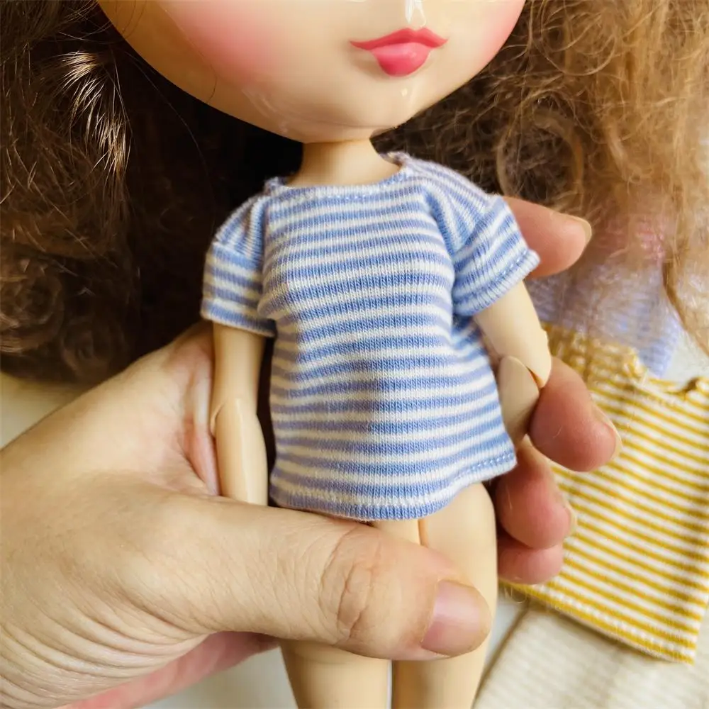 NEW Handmade Blyth Clothes,Pure Cotton Stripe T-shirt for barbies azone ob24 pullip blyth 1/6 doll clothes accessories