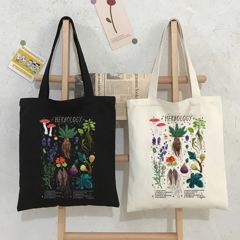 Mushroom Shoulder Bag Canvas Bag Harajuku Shopper Bag Fashion Casual Summer Shoulder Bags Tote Shopper Bag Border Collie