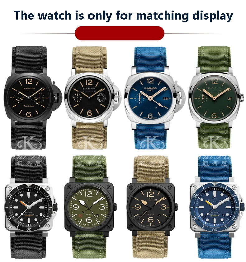 Applicable for P-an-rai B& R Nylon BR Watch Band Rugged Outdoor 24mm Watchband Wristband Sports Bracelet Waterproof Strap
