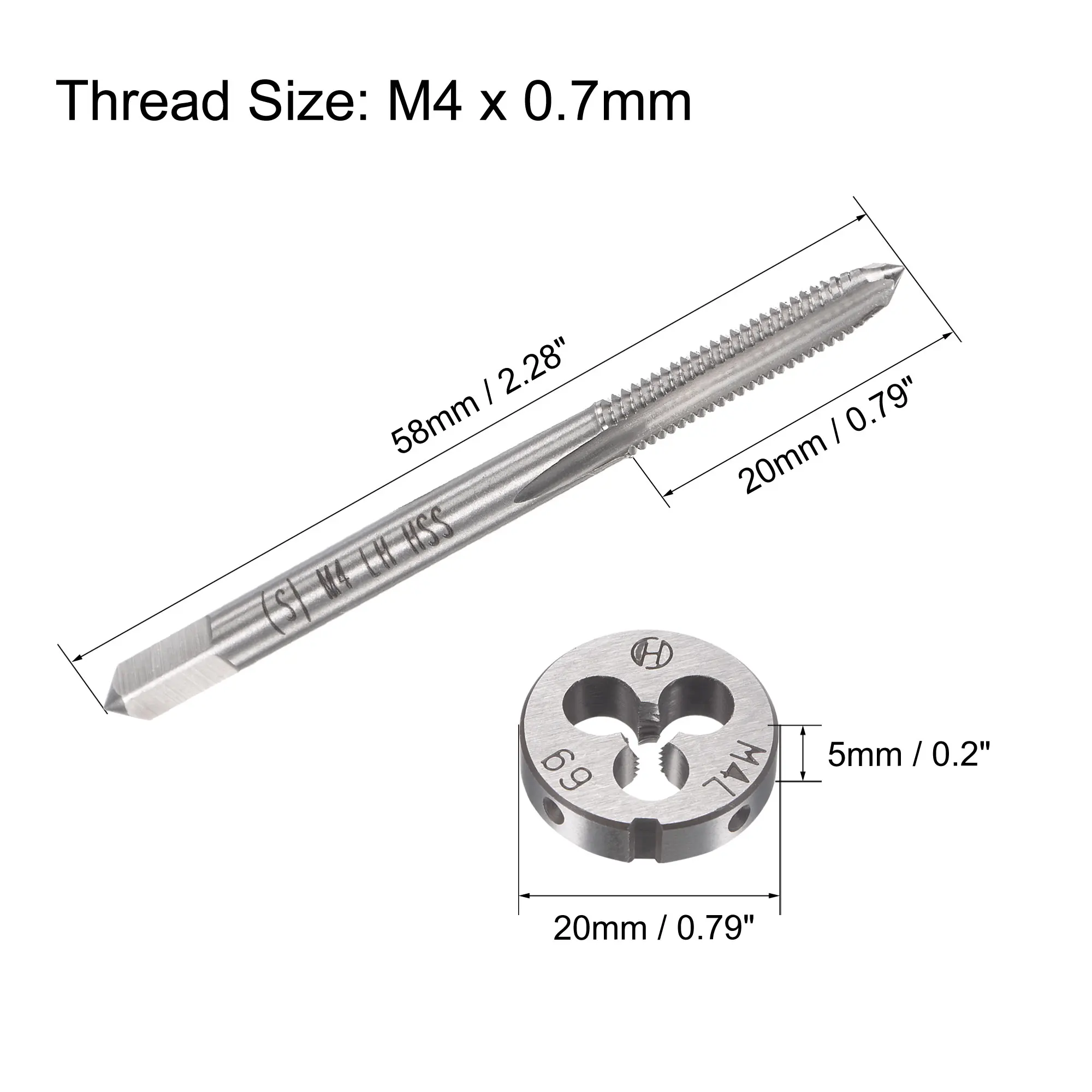 Uxcell M4 X 0.7Mm Metric Linkerhand Tappen Set Machine Draad Tap Met Ronde Sterven