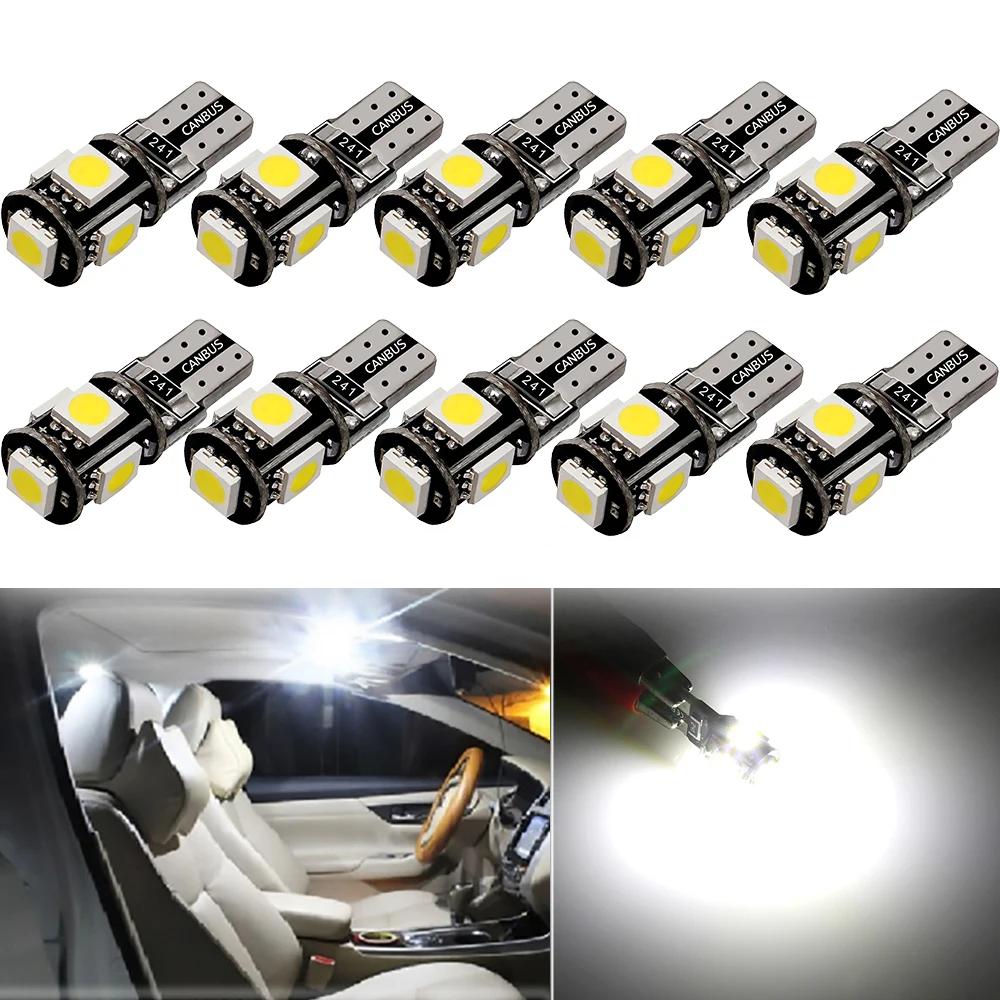 10 x W5W T10 LED Bulb Car Interior Light For Ford Focus 2 3 Fiesta Fusion Ranger Kuga S Max Mondeo MK4 4 Mustang Escape Transit