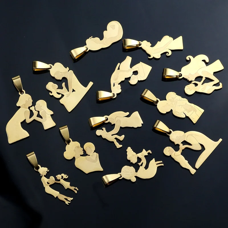 Stainless Steel Family Mom Charms Mother\'s Day Pendants for Diy Jewelry Making  Tone Charm Bracelet Necklace Accessories