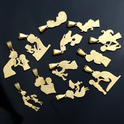 Stainless Steel Family Mom Charms Mother's Day Pendants for Diy Jewelry Making Tone Charm Bracelet Necklace Accessories
