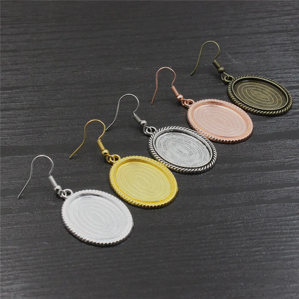 Fit 18*25mm Oval Cabochons Blank Setting Bezel Blank Base Cabochon Earring Base Tray For DIY Earring Gift 10pcs/lot K06155