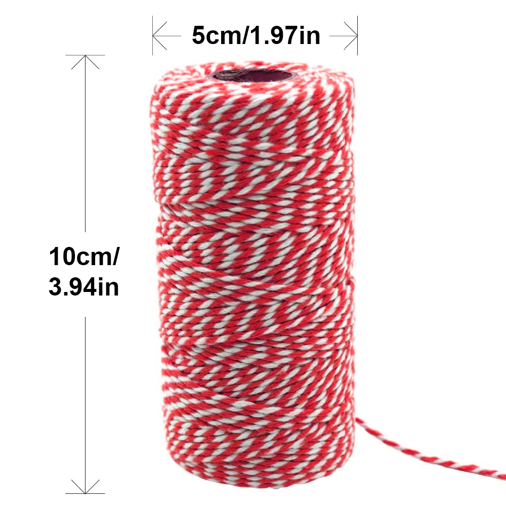 100meter/roll Két színek Gyapot Pék Hatásvadászat kötél Kötél karácsonyi esküvői decoratie Adomány Csomagolás húros DIY Adomány mesterségek Belépő