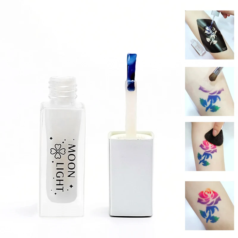 36pcs Temporary Tattoo White Glue 10ML Disposable Tattoo Body Art Glitter Paint Waterproof Transfer Pattern Flash Powder Glue