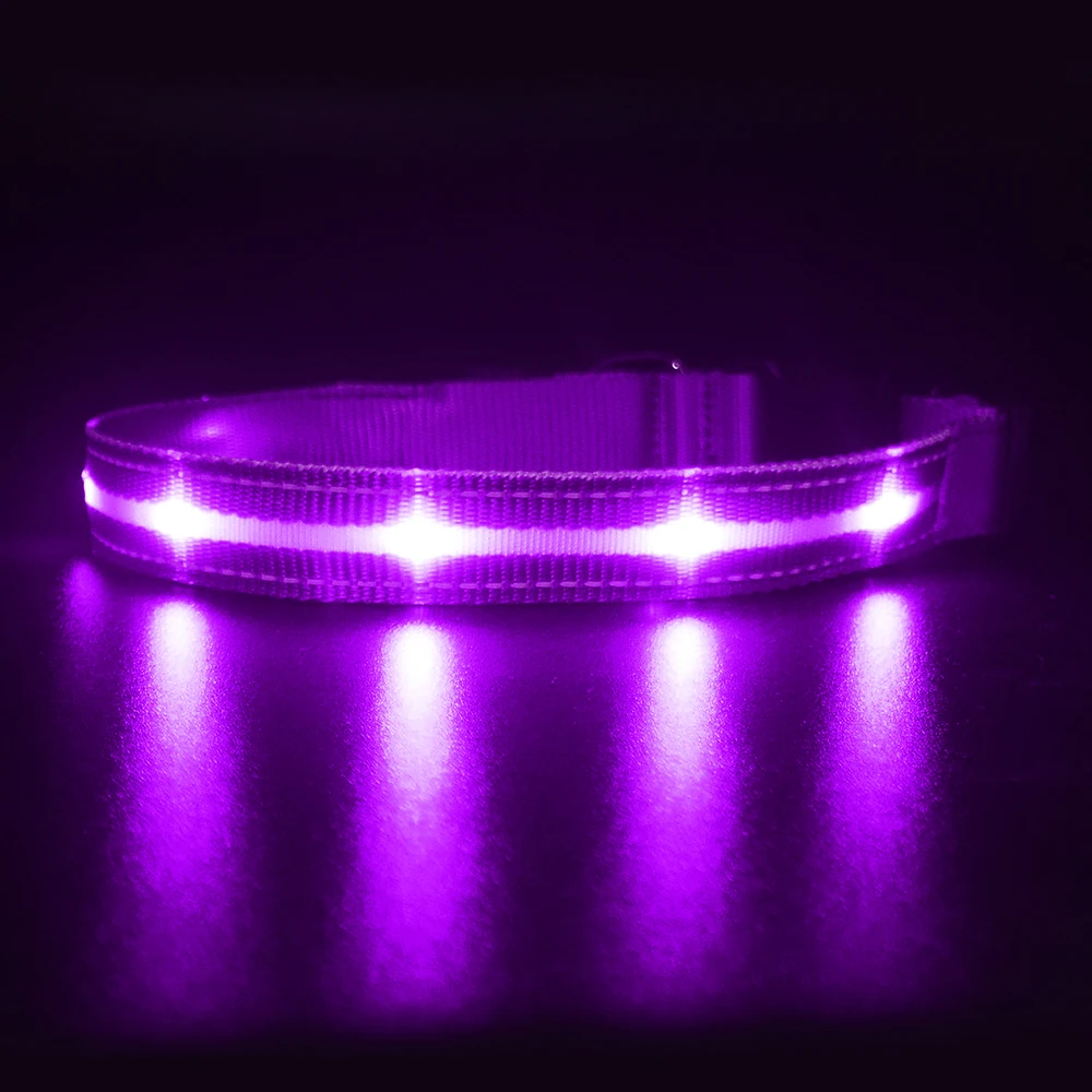 MASBRILL Light Up Dog Collar Waterproof USB Rechargeable Glowing Adjustable Night Safety Nylon Luminous LED Bright Pet Collars