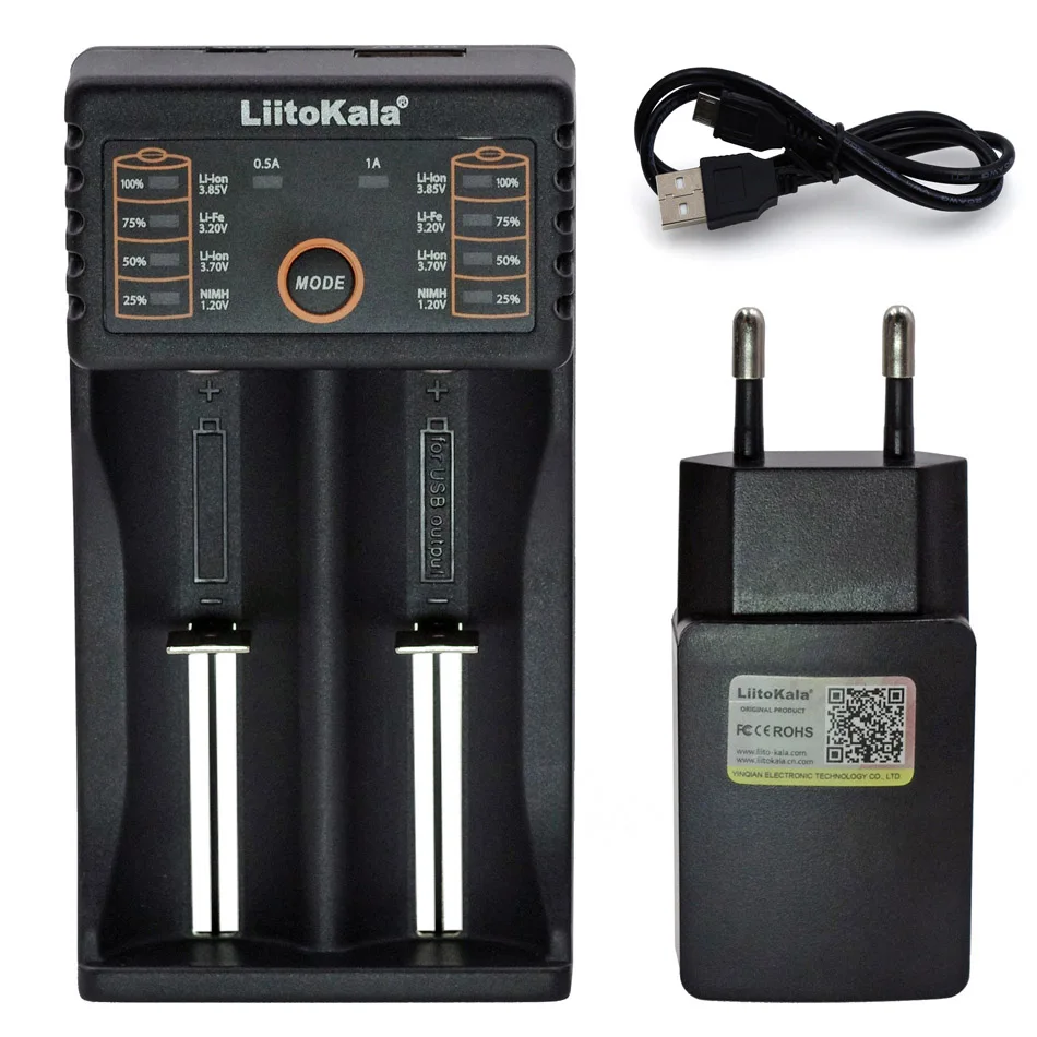 Liitokala Lii402 Lii202 Lii100 18650 Charger 1.2V 3.7V 3.2V AA 26650 NiMH li-ion battery Smart Charger 5V 2A EU/US/UK plug