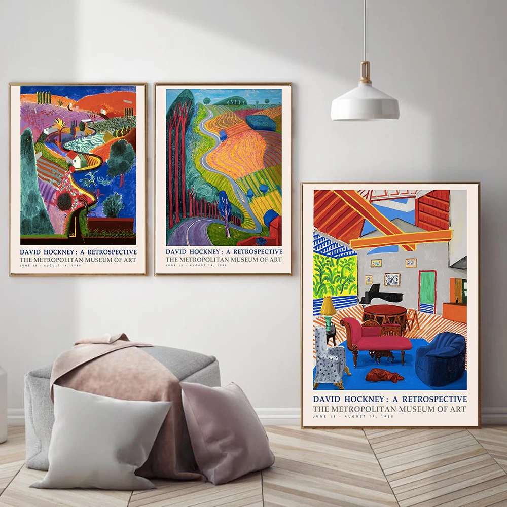 

David Hockney Scenery Exhibition Posters Color Abstract Canyon Mountain Art Print Canvas Vintage Wall Bedroom Decor Paintings