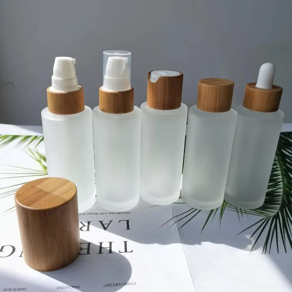 

Wholesale 50ml Frosted Glass Bottle Dropper Cap Lotion Pump Cap Spray Bottle Essential Oil Bottle