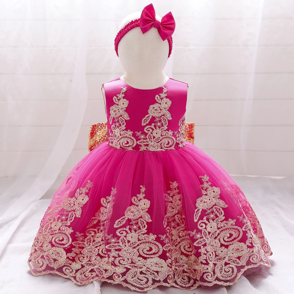 Baby Kids Dresses For Girls Sequins Bow Birthday Party Dress Infant Wedding Ball Gown Christening Dress Toddler Clothes