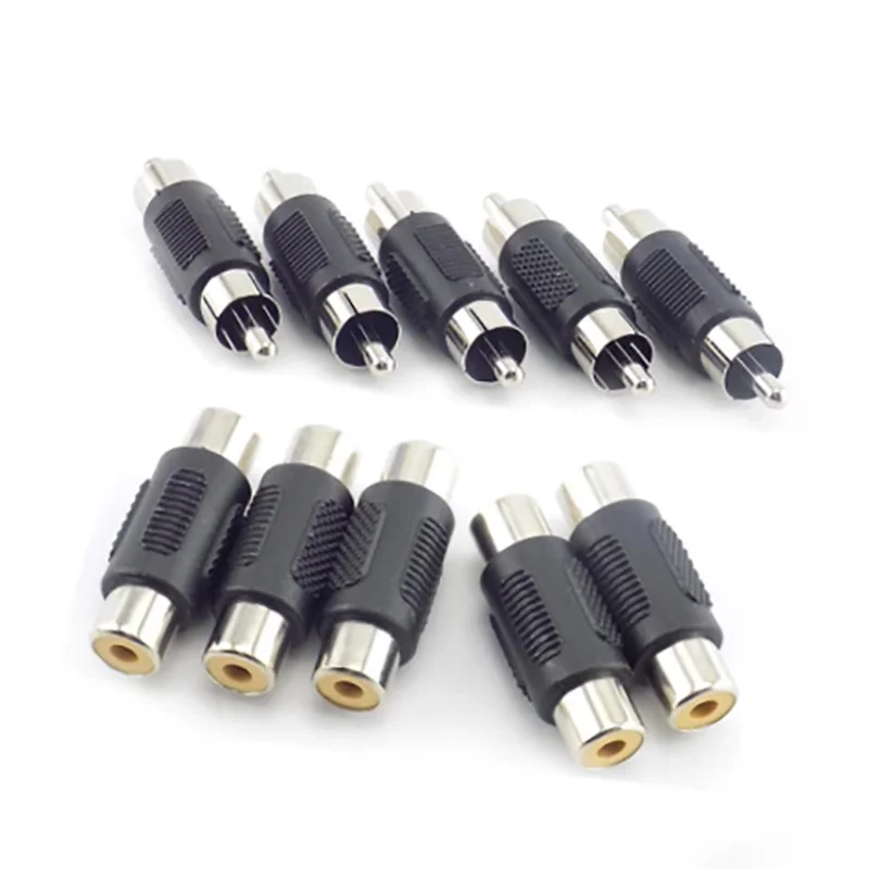 

5pcs RCA Male to Male Jack Plug Connector Adapter Female to Female RCA Connector Video Audio Extender Cord Cable Converter