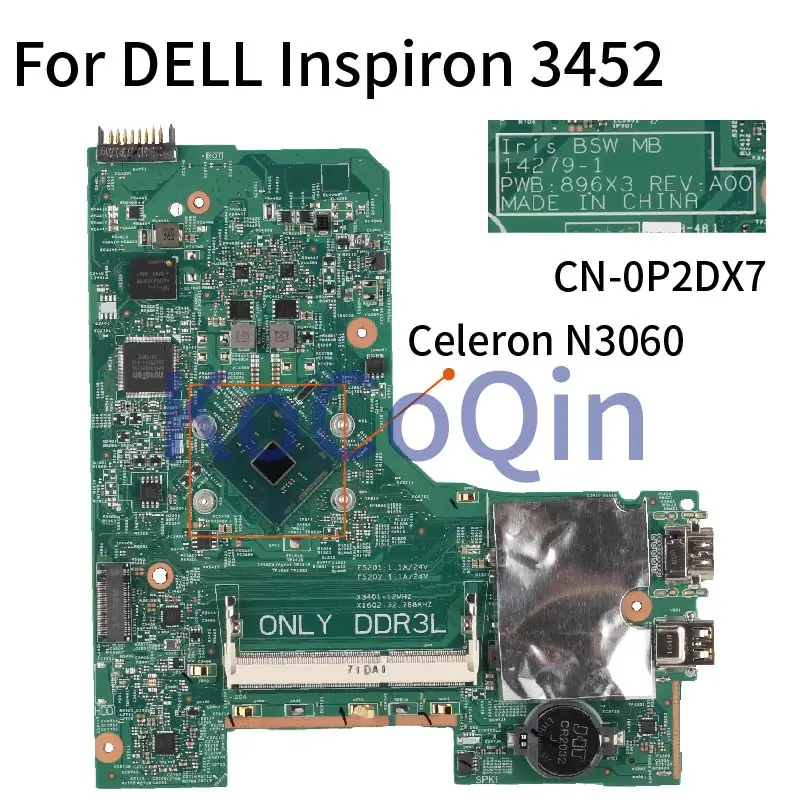 Placa base para portátil DELL Inspiron 14 3452 3552 Celeron N3060, 14279, SR2KN DDR3