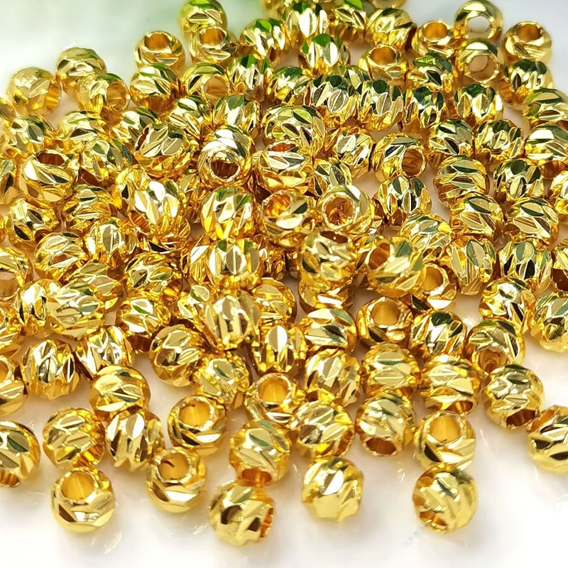 Promotion Plated True 14 K Gold Round Small Flower Balls Loose Beads DIY Jewellery Findings Jewelry Making Accessories