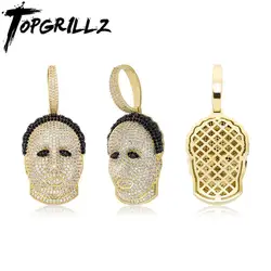 TOPGRILLZ New Iced Out Cubic Zirconia Gold Silver Color Pendant With Tennis Chain High Quality Hip Hop Jewelry For Gift Men