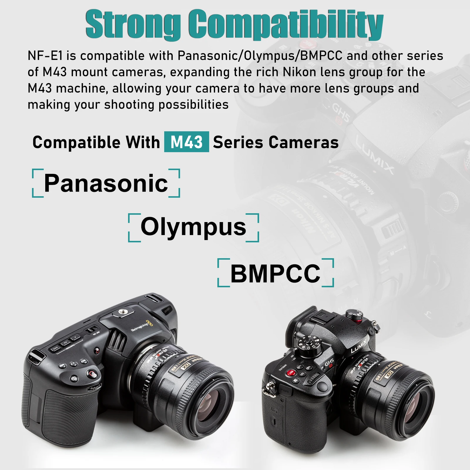 Viltrox NF-M1 Auto Focus Lens Adapter for Nikon F Lens to M4/3 MFT Camera Panasonic GH4 GH5 Olympus E-M10 III E-M5 BMCC 4K