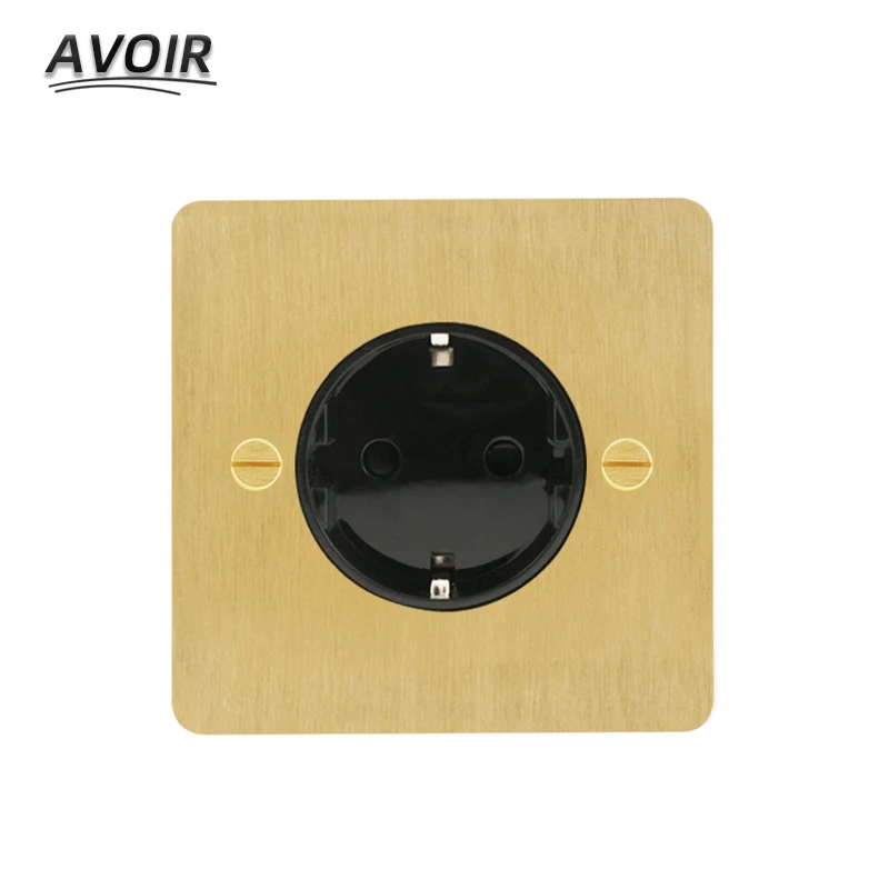 Avoir Light Switch Gold Knurled Carved Lever Toggle Switch Copper Panel Usb Wall Socket 220V Dimmer Intermediate Switch 3 Gang