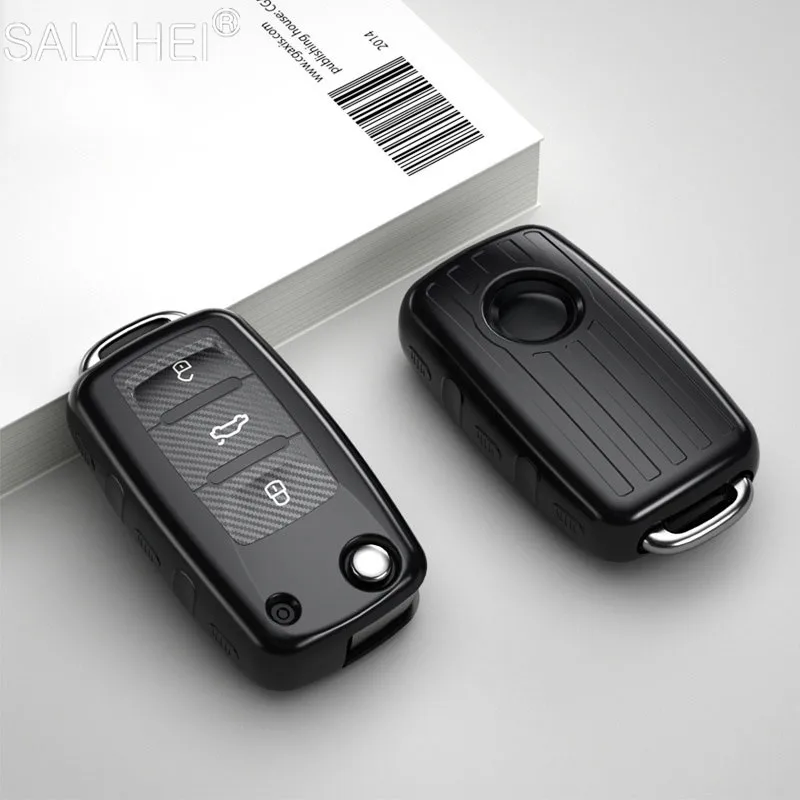 TPU Carbon Fiber Car Key Csae Cover  For VW Polo Golf Passat for Skoda Octavia A5 Bora Jetta Seat Ibiza Leon Accessories