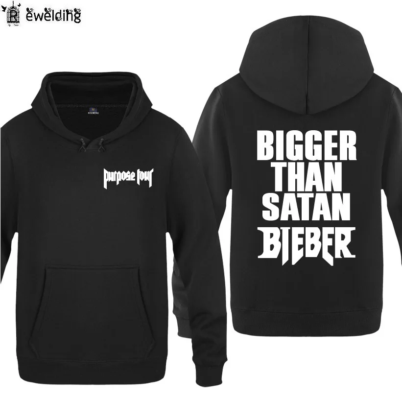 Mens Hoodies Justin Bieber Bigger Than Satan Purpose Tour Concert Hoodie Men Fleece Long Sleeve Man Sweatshirt Hip Hop Pullover