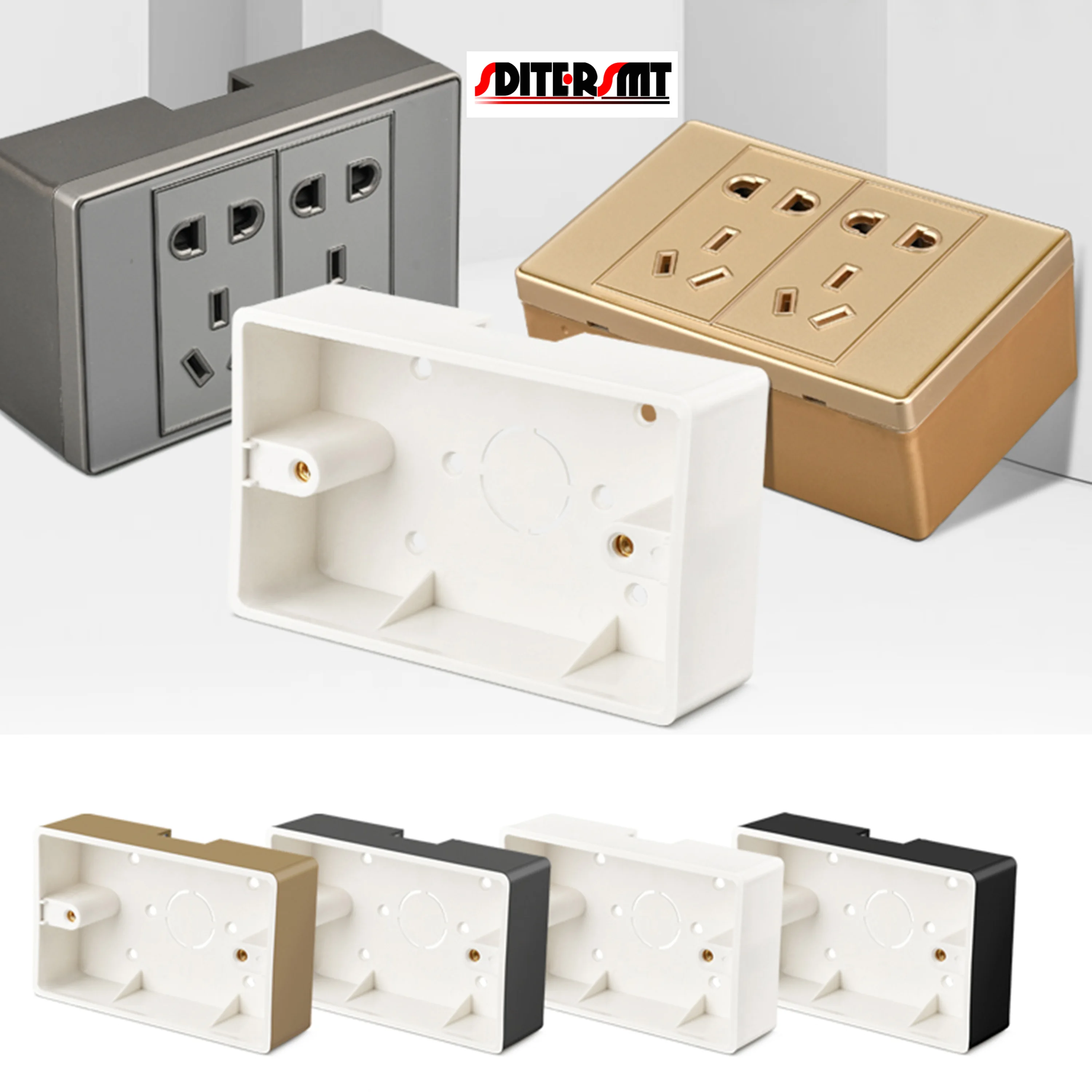 Розетка с переключателем термостата типа 118, коробка для поверхностного монтажа для установки, расстояние между отверстиями 86 мм, высококачественное основание из ПВХ