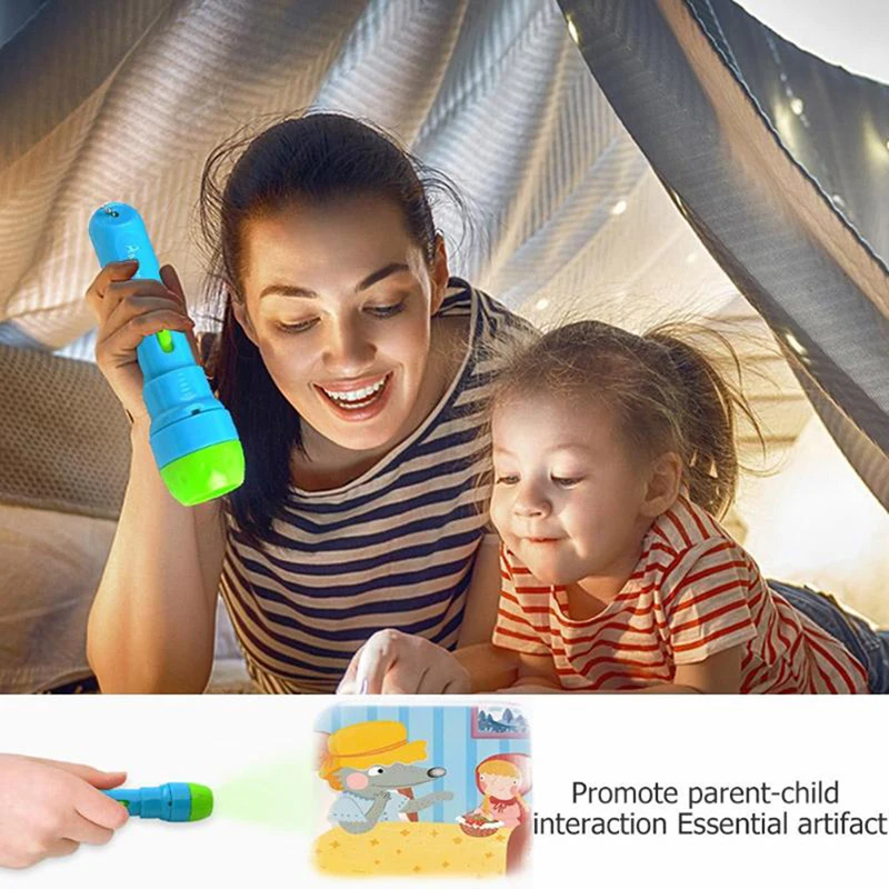 

kids flashlight story book projector Torch Educational Light-up Toys Sleep Light Preschool Fairy Tale Perform Lamp gift