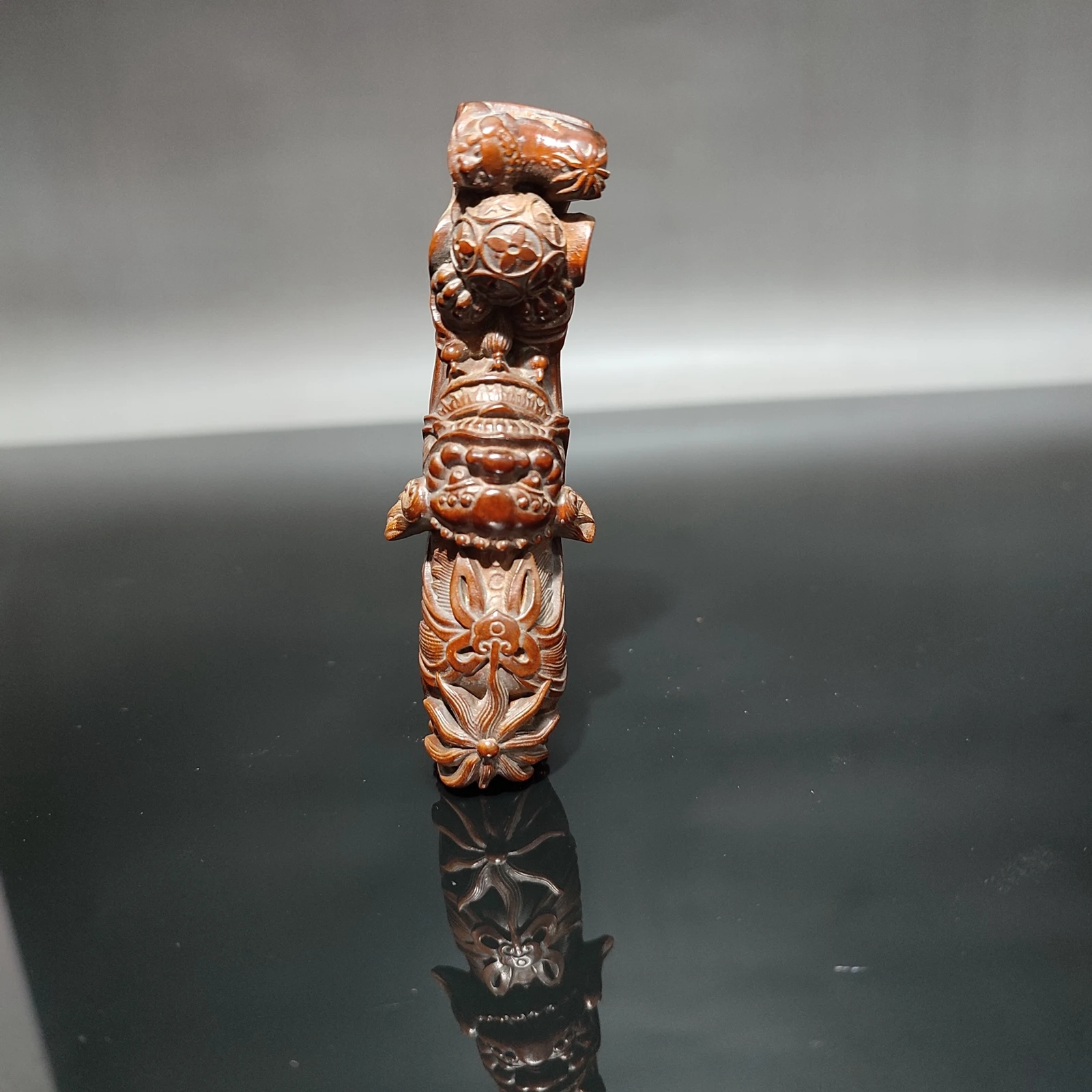 vintage Wood carving miniature item wooden carved ornaments figure Sanxingdui