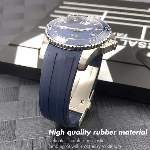 Imagen 2 del producto Correa de silicona de goma para reloj Longines hidroconquest L3 781, 22mm, 21mm, 19mm, 20mm, suave, resistente al agua