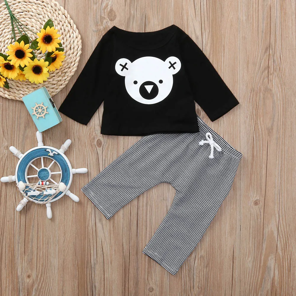 Newborn Baby Girls Boys Clothes Autumn Baby Sets Cartoon Koala T-Shirt + Striped Pants Outfits Infant Clothing 6 12 18 24 Months