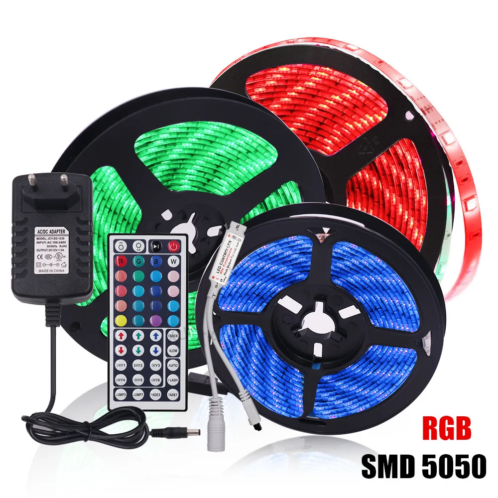 

DC12V 5050 RGB LED Strip Light 60Leds/m Ribbon IP21 IP65 Waterproof Flexible LED Lights Indoor Lighting US/EU/UK/AU Set