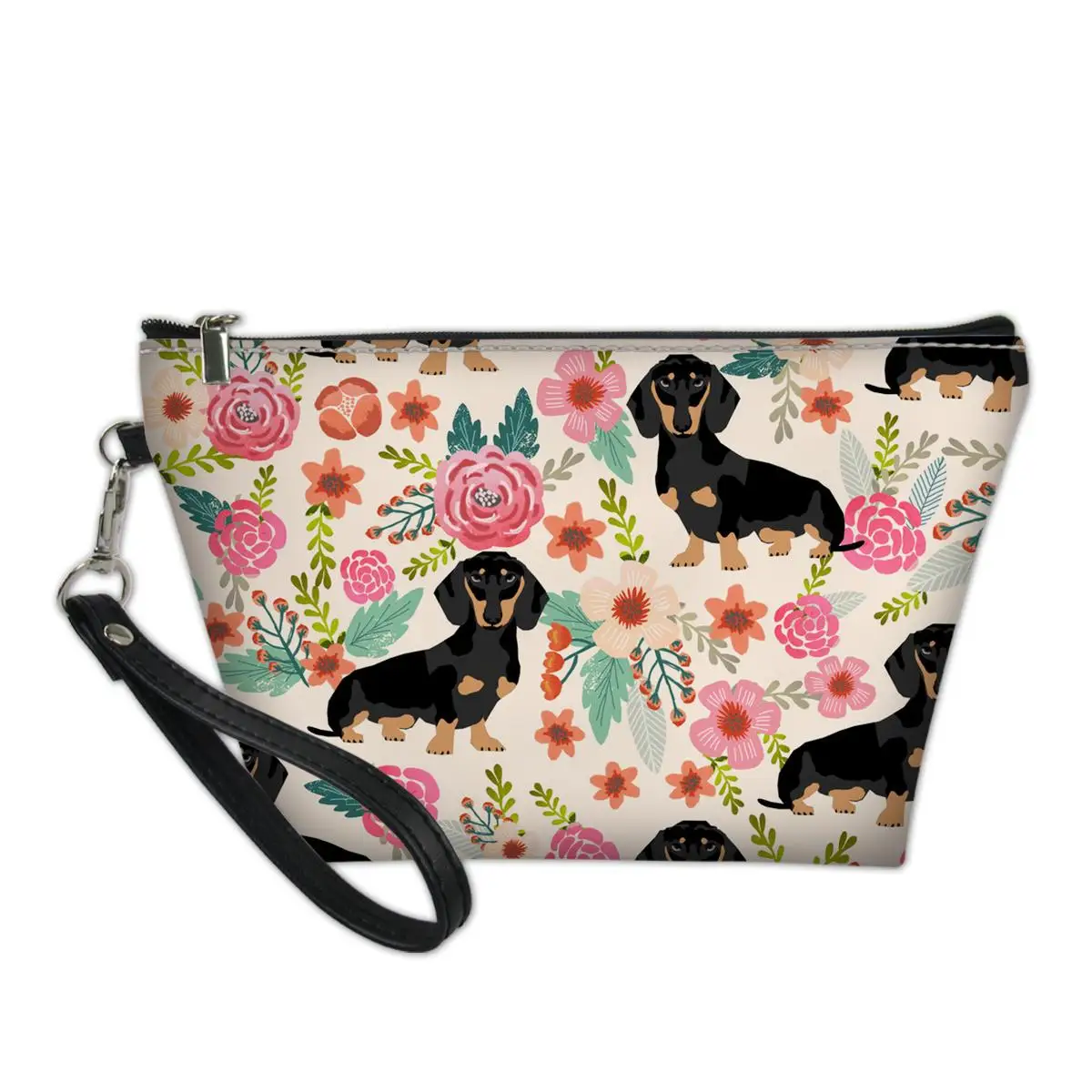 

Gardon Floral Dachshund Makeup Bag Cosmetic Cases Cute Sausage Dog Women Travel Beauty Organizer Cosmetic Storage Box