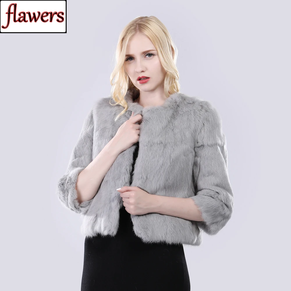 New Style Winter Women Real Rabbit Fur Jacket Natural Warm Rabbit Fur Outerwear Russia Lady Fashion 100% Genuine Rabbit Fur Coat