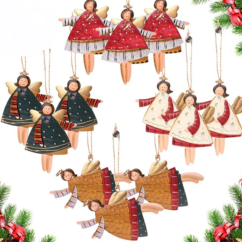 Christmas Pendant Xmas Tree Decorations Hanging Metal Ornaments DIY Santa Claus Snowman Party Kids Toys Gift Xmas New Year 2022