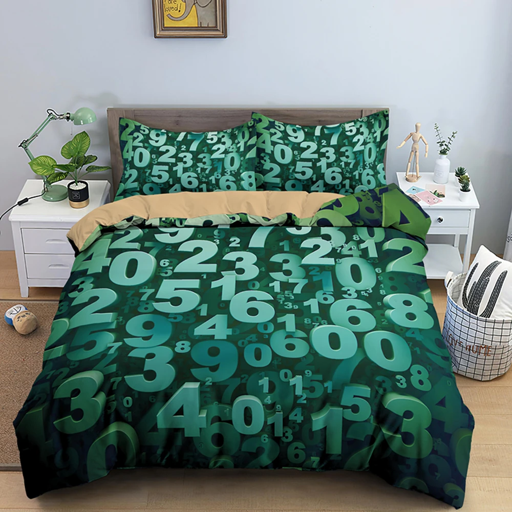 King Single Duvet Cover Set Geometric Mathematical Formula Kids Adult Bedding Sets Abstract Numbers Quilt Covers Wih Pillowcase