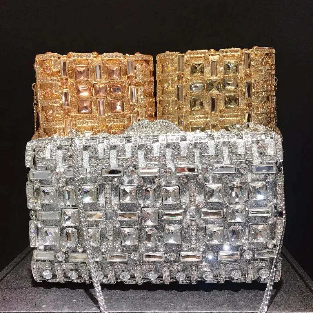 

Silver/Gold 3 Colors Rhinestone Evening Crystal Clutch Party Wedding Diamond Small Clutches Ladies Gemstone Shoulder Handbags