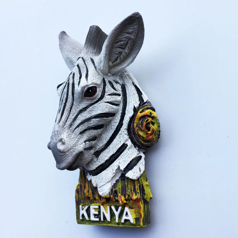 Kenya Decorative Magnets Souvenirs Lion Zebra Orangutan Hippo Leopard Rhinoceros Animal Head Figurines 3d Resin Magnet Fridge