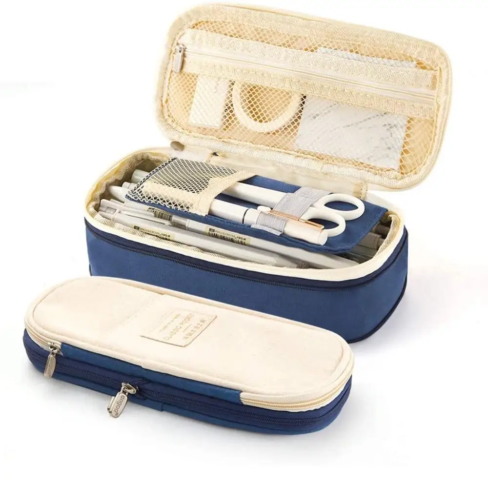 Angoo Color Pocket Pen Pencil Case Fold Canvas Stationery Storage Bag Organizer for Cosmetic Travel Student A6449